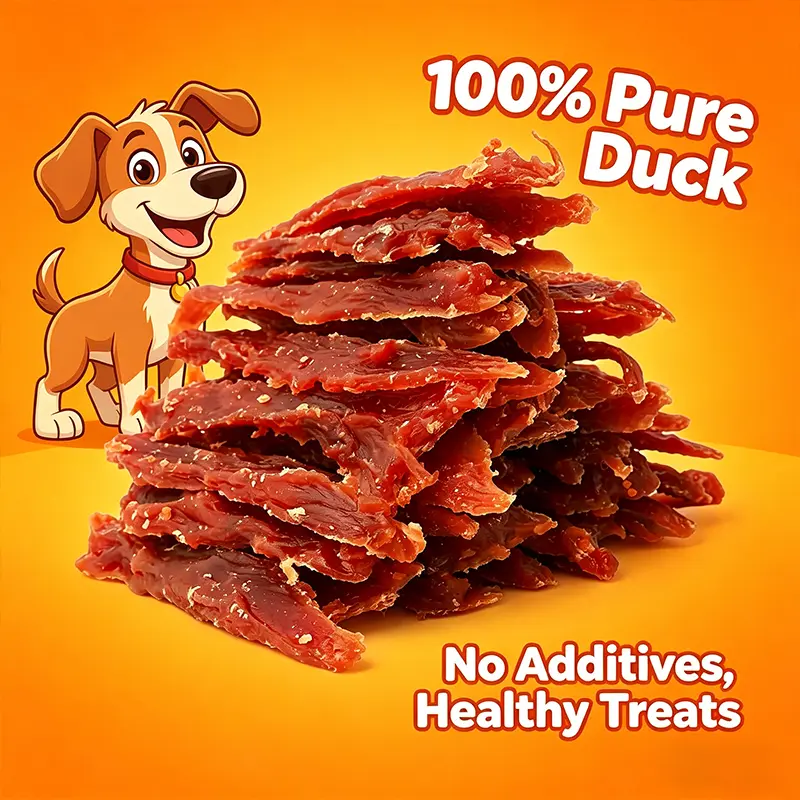 HELETY Premium Quality 100% Real Duck Breast Jerky Dog Treats - High Protein, Low Fat, Soft, Low Calorie, Easy-to-Digest Training Snacks for Small & Large Dogs