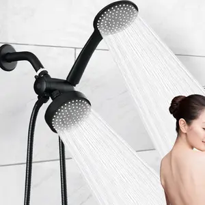 High Flow Shower Head Set, Shower Head Ensemble, Shower Head Combination, Handheld and Fixed Spray Combo, Extended Hose, Three-Way Diverter Valve, Bathroom Accessories