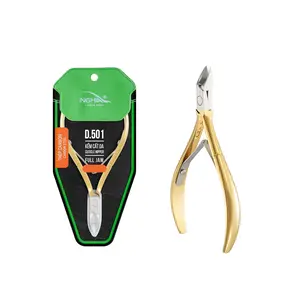 NGHIA Professional Hard Steel Cuticle Nipper D-501 - Gold & Grey Plated, Double Spring Lap Joint Jaws, Nail Products for Precise Manicure Trimming