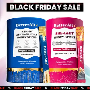 BetterAlt Her Balance Kit | SHE-Lajit Strawberry Honey Sticks & KSM-66 Ashwagandha Honey Sticks | For Hormonal Balance, Relaxation, Focus | 60N