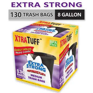 130 Bags 8 Gallon Expandable Plastic Disposable Garbage Bags-Super Strong, Leak-Resistant Trash bag,Odor-Proof For Bedroom, Kitchen, Living Room, Outdoor, And Toilet Use - Convenient And Sanitary Waste Solution Home Supplies