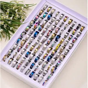 20pcs Stainless Steel Men's Rings (random Size & Style)