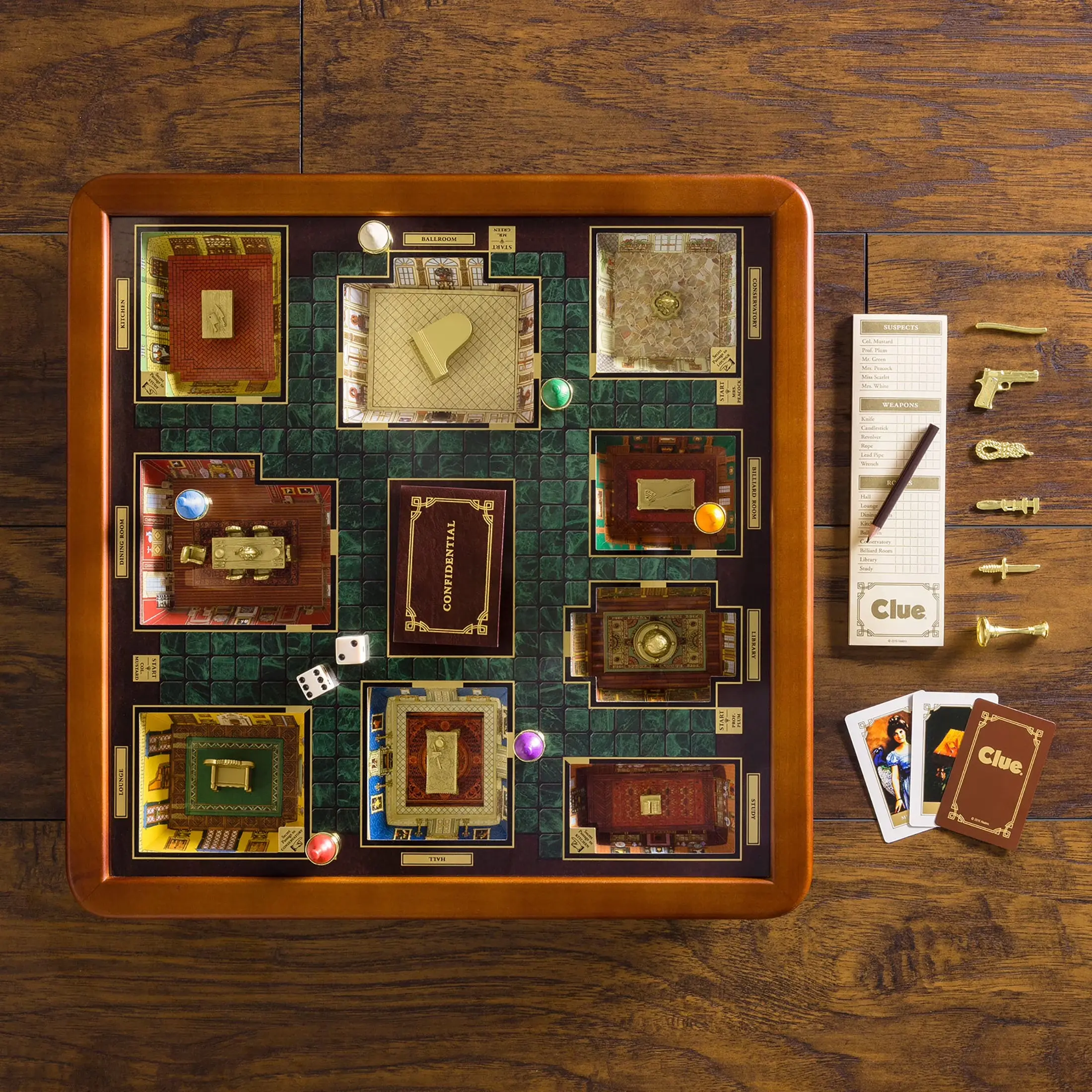 WS Game Company Clue Board Game Luxury Edition with 3D Mansion for Adults & Families