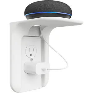 Outlet Shelf Wall Holder, Bathroom Shelf up to 10lbs Standard Vertical Duplex Wall Organizer for Smart Home Decor Space Saving Power Tools, Toothbrush, 1 Pack, White