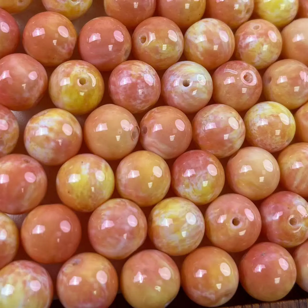 DIY11 12mm Uniform Size Orange Oil Painting Glass Beads, 50ml for DIY Beading & Jewelry Making