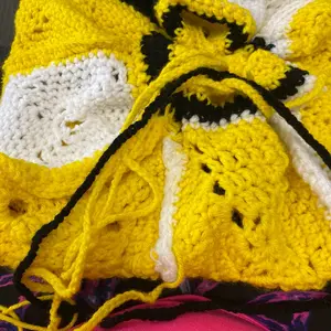 Crocheted bubble bee backpack