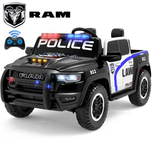 First Ride On 24V Licensed RAM 1500 RHO 2-Seater Electric Police Truck for Kids with Remote Control, Siren Sounds, Walkie-Talkie & LED Lights | Fun Ride-On Toy for Toddlers & Big Kids