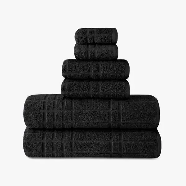 Mainstays Performance Cotton 6-Piece Bath Towel Set, Super Soft Quick Dry Fade Resistant, Textured White - 2 Bath Towels, 2 Hand Towels, 2 Washcloths, 430 GSM