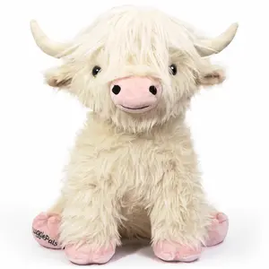 Jumbo White & Pink Highland Cow SnugglePal | 4.5lbs, 16" Tall | Heatable & Coolable | Pink Highland Cow Stuffed Animal | Cow Plushie