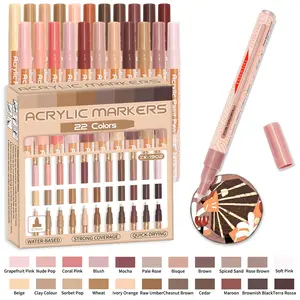 22pcs Acrylic Paint Markers, Professional Color Range, Ultra Fine 0.7mm Tip, Ideal for Rock Painting, Glass, Wood, Metal, Handmade Crafts, Art Supplies