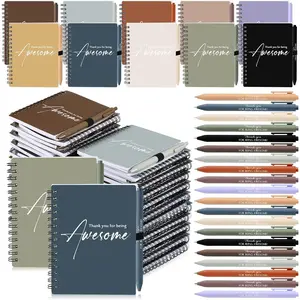 50 Sets Spiral Notebook Sets Bulk Thank You  for Employee Appreciation Thank You for Being Awesome Inspirational Notepads with  Pen for Teacher Coworker ( Morandi Color)