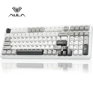 AULA F99 Wireless Mechanical Keyboard, Hot Swappable Custom Keyboard,Pre-lubed Linear Switches,Gasket Structure,RGB Backlit Gaming Keyboard (Blue&White)