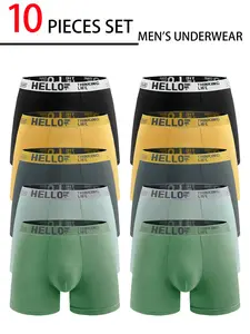 10-Pack Men's Underwear, Quick-Dry Breathable Athletic Sports Boxers, Casual Fitted Trunks for Daily Training, All-Season Wear