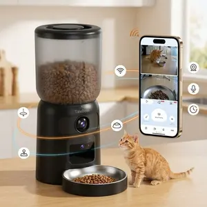 TaleBoss 5L Smart WiFi Automatic Pet Food Dispenser for Kibble with Dual HD Cameras, 130° Wide Angle, Night Vision, iCam365 App Control, 2-Way Audio, Feeding Tray, Interactive Play Teaser Toy, Training Accessories for Indoor Cats