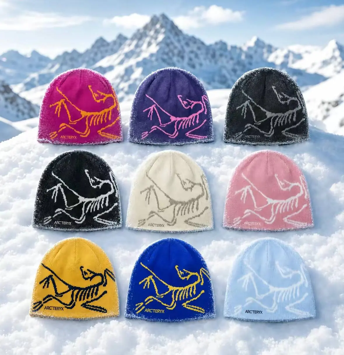 ARC'TERYX beanie Collection Skeleton Graphic Knit Beanie – Unisex Warm Winter Skull Cap,  Frozen Peak - classic unisex winter beanie, breathable, comfor