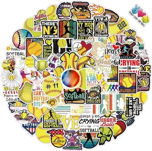 100PCS Softball Stickers, Cute Motivational Vinyl Waterproof Stickers for Water Bottles,Helmets, Luggage, Teaching Incentives, Softball Gifts for Girls Kids, Teens and Adults
