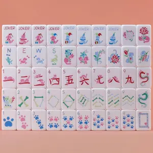 Morihaza Dogs and Cats Themed Mahjong Tile Set - 160 Acrylic Engraved Tiles & American Mahjong Travel Set | Unique for Pet Lovers and Mahjong Enthusiasts | Novelty Animal Themed Game for Family