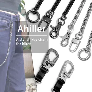 Ahiller [Mini Model] Punk Gothic Style Keychain Wallet Chain - Dual Lock Security Design,men's accessoriesOutdoor Camping,Hiking Accessory,Key Ring for Bicycle/Motorcycle/Daily Use,Loss-proof Design,Equipped with Anti-scratch Coating.
