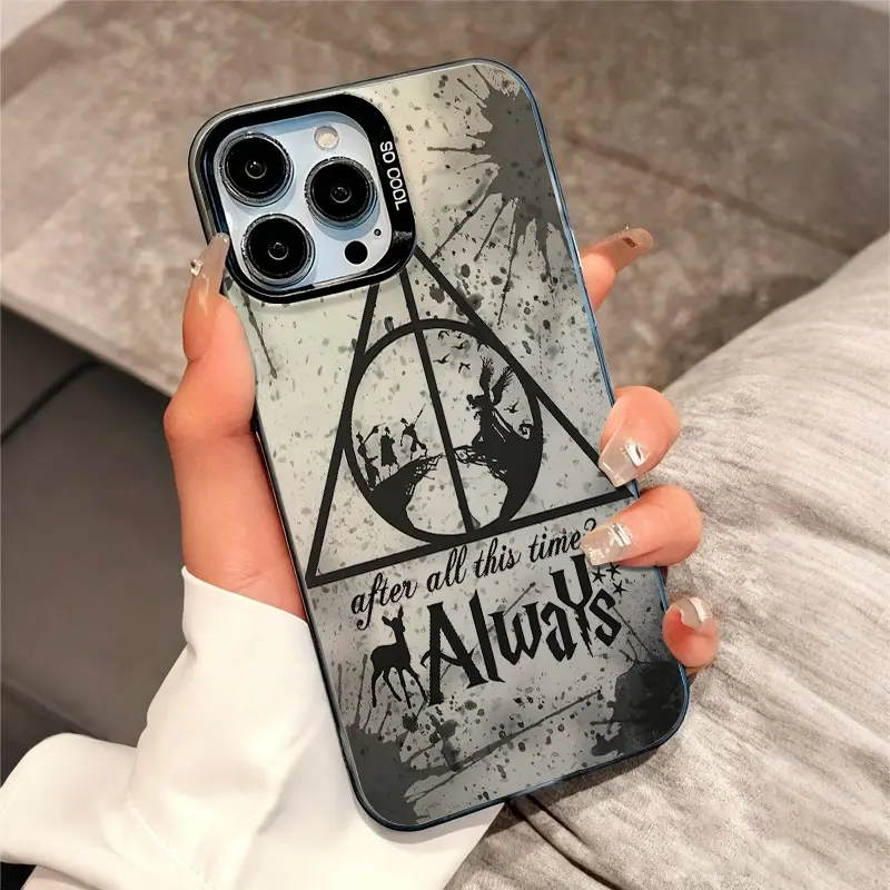 Warner Bros Licensed Harry Potter Deathly Hallows Logo Protective Handheld Cellphone Case - Shockproof Cover for iPhone 17,16,15,14,13,12,11 Pro Max,XS,XR,8,7 Devices - Magical Gift Accessory