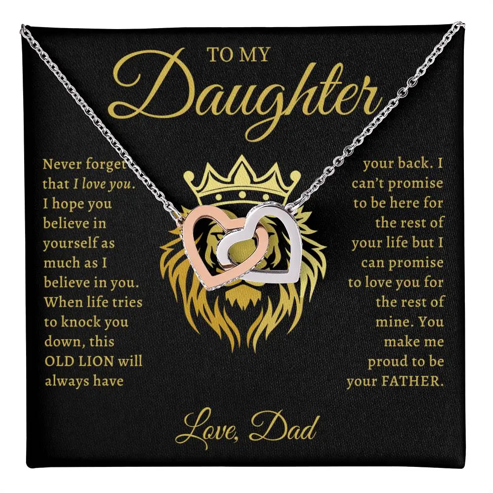 Interlocking Hearts Necklace with Message to Daughter from Dad