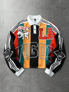 Men's striped pullover hoodie, unisex, street style American hoodie, autumn/winter style.