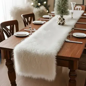 1 Piece – Faux-Wool Table Runner in Creamy Cloud White | Ultra-Soft, Anti-Slip, Decor, Fits Any Dining Table, Available in Multiple Colors & Sizes