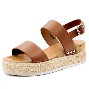 Athlefit Women's Espadrilles Sandals Ankle Strap Buckle Wedge Sandal Open Toe Studded Platform Sandals Casual Shoes Walking Shoes Flatform Footwear