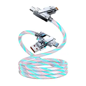 100W 4-in-1 USB Charger, Aluminum Alloy Multi-Port Charger with USB-C/USB-A/Lightning, Fast Charging for iPhone/Android/Laptop, Portable Travel Charger