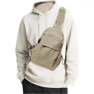 Brown Sling Crossbody Bag for Men Women, Tactical Backpack Shoulder Daypack Mini Anti-Theft Cross Body Motorcycle Chest Bags, Small One Strap Fanny Back Pack for Casual Travel Hiking Sport Gym