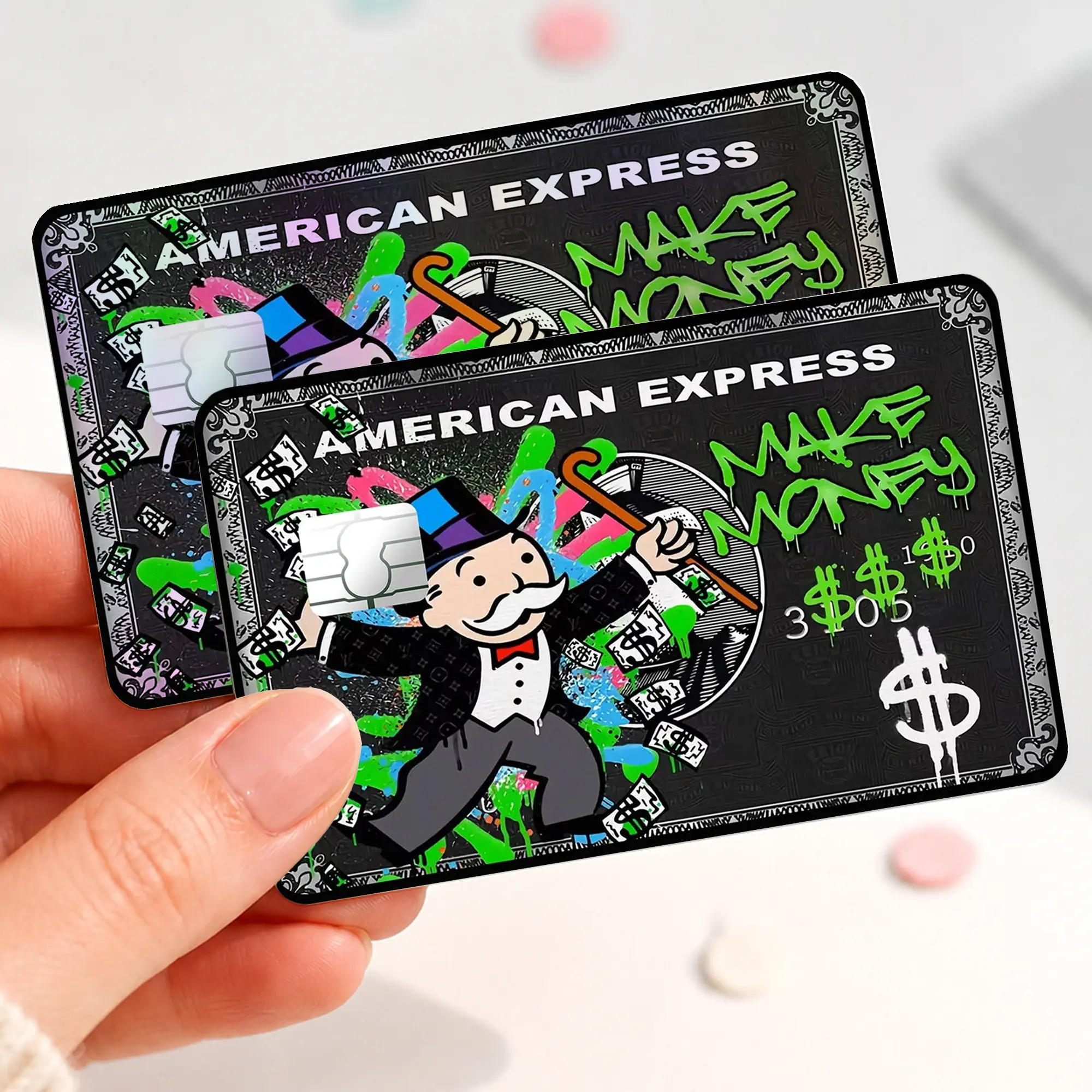 Graffiti Money Man Card Skin Sticker, Luxury Cash Art Debit Credit Card Cover, Colorful Street Style Bank Card Decal, Easy Apply Wallet Accessory