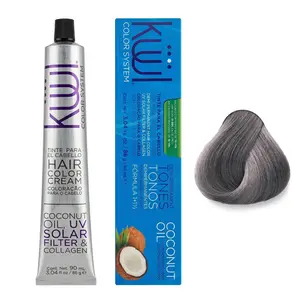 Coconut Oil Hair Color Cream 9.1 Ash Blonde with UV Filter & Collagen, Permanent Hair Dye 3.04 oz Gray Coverage