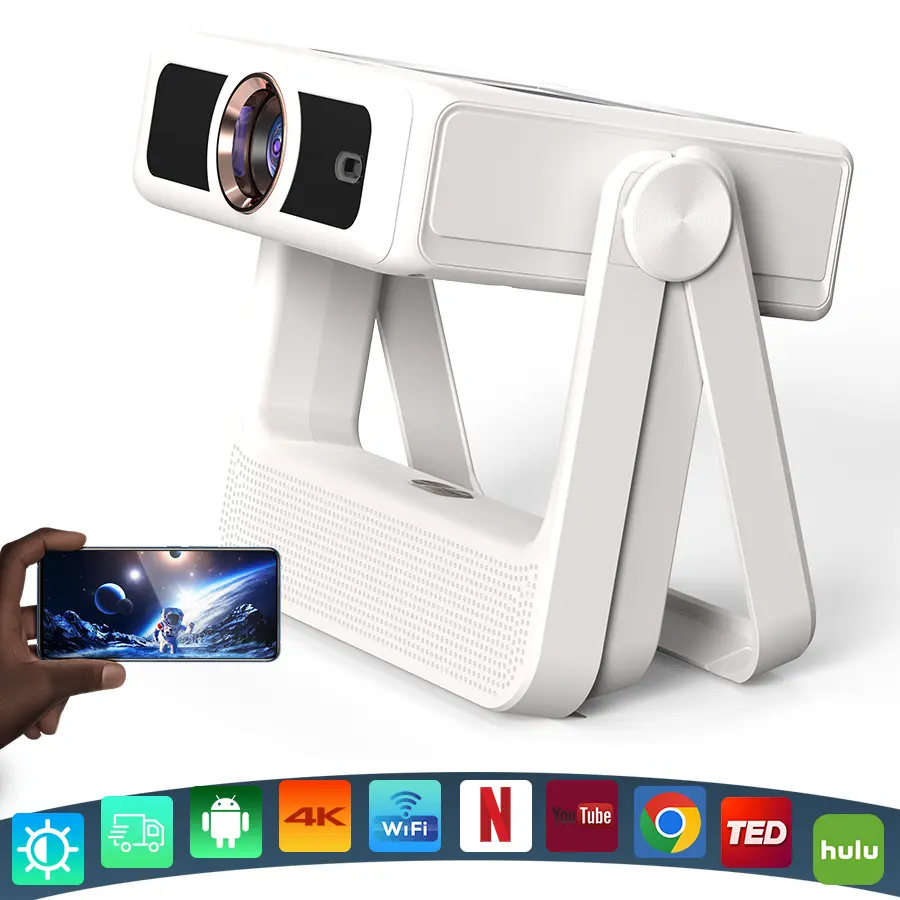 XBJ A5 Pro Smart Projector, 4K Decoding, 1080P Smart Touchscreen, Android 12, Dual-Band Wi-Fi 6 (2.4G/5G), Bluetooth 5.4,400 ANSI Lumens, Auto Electric Keystone Correction – Premium Home Theater, Perfect Gift Choice