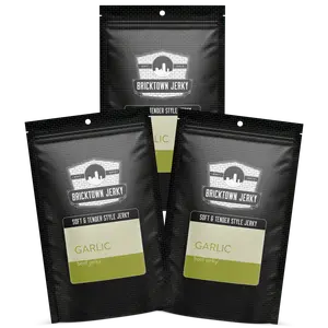 3 Pack - Soft and Tender Garlic Beef Jerky - Bold Garlic Flavor - Perfect Blend of Premium Ingredients, Made in the USA, USDA Certified High Protein Dried Meat Snack - 7.5 oz.