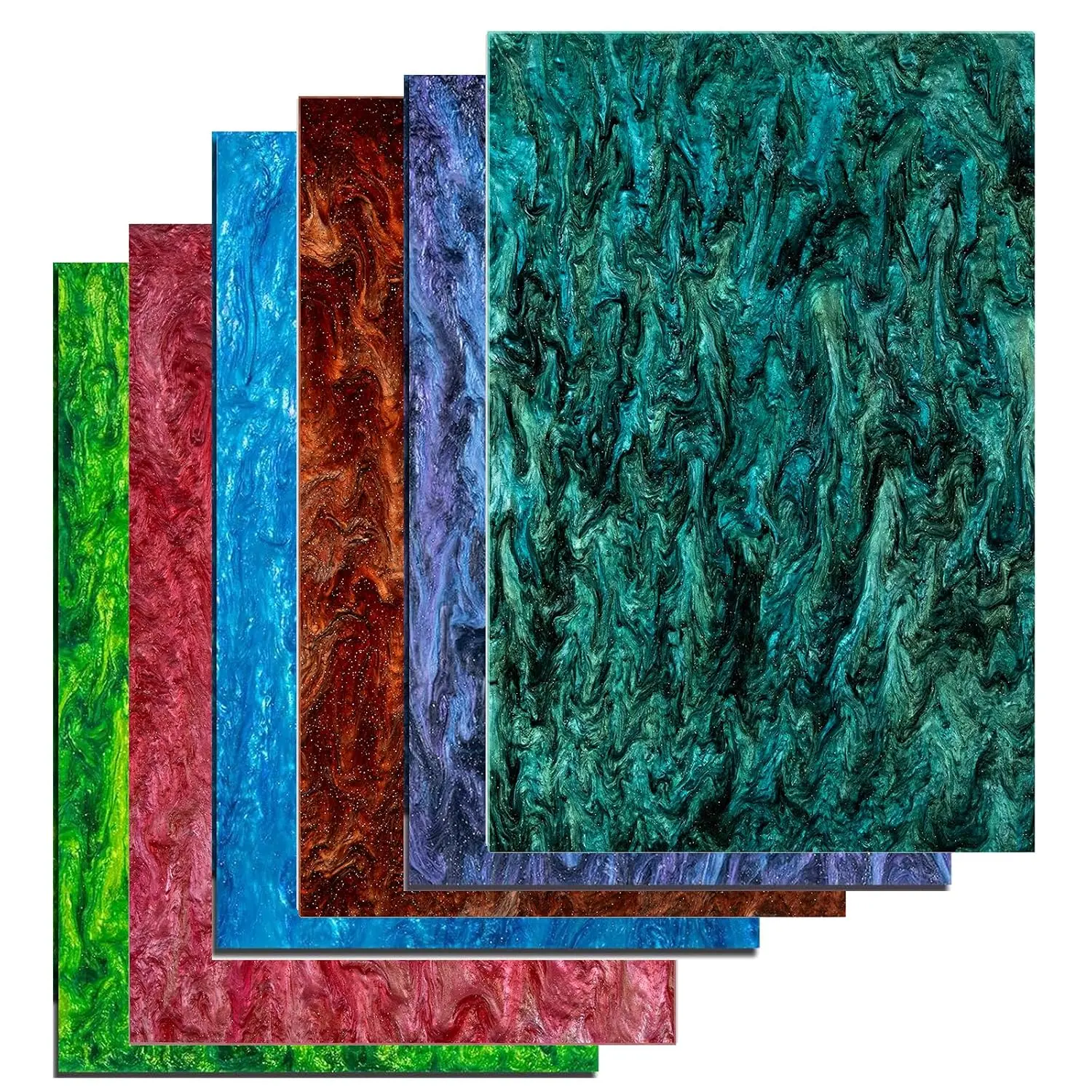 Opaque Glitter Acrylic Cuttable Sheets (Set of 4, 8x12 in) - 1/8 Thick Scratch Resistant Plexiglass Sheets with Opaque Surface for Laser Cut DIY Home Decoration Art Supplies