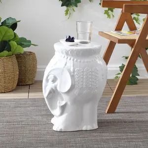 JONATHAN Y Orla 18.5" Modern Bohemian Elephant Ceramic Garden Stool