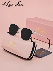 HyJex 2-in-1 Magnetic Clip On Versatile Half-Frame Glasses, Polarized Portable Square Frame Glasses