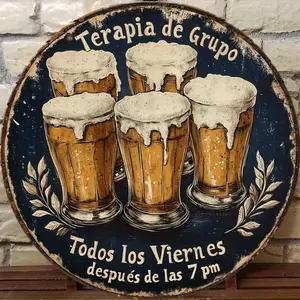 Spanish Beer Mug Aesthetic Wall Decor, Vintage 2D Flat Rural Aluminum Art, Suitable for Bar, Men's Lounge, Bedroom, Retro Spanish Theme