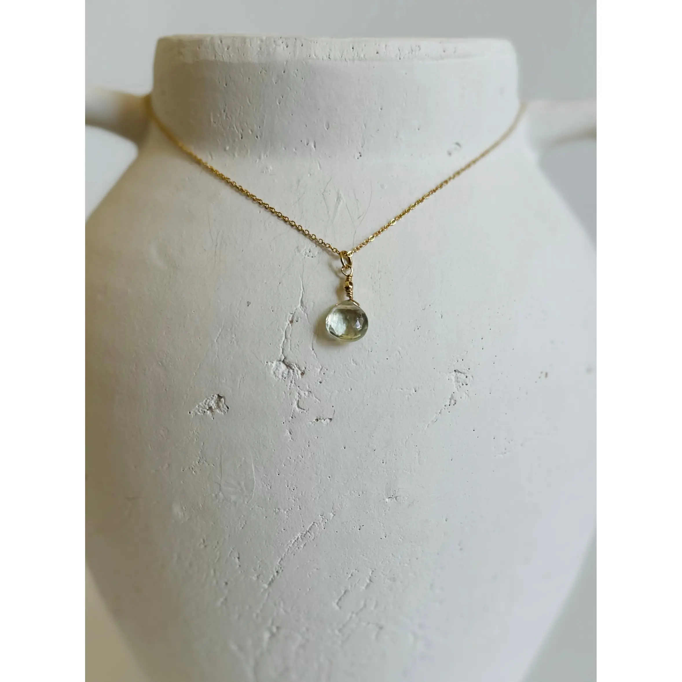 Gold Prasiolite Pendant Necklace
