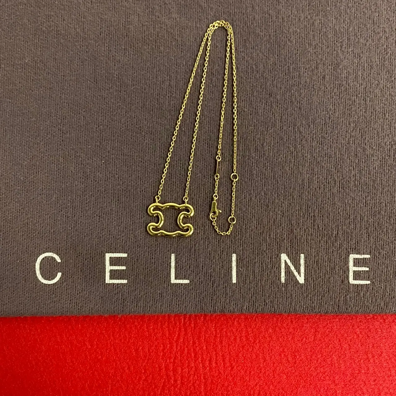 Pre-owned Celine Stainless Small Leather Goods Triomphe Logo Necklace