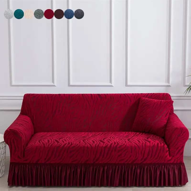 Full Coverage Elastic Jacquard Sofa Couch Covers, Cover for couch, Sofa Protector Slipcover, Available in Multiple Colors, Anti-cat Scratch & Dust-proof, Fits Single to Four-seat Sofas, Skirted Design, Breathable, Durable & Easy to Clean
