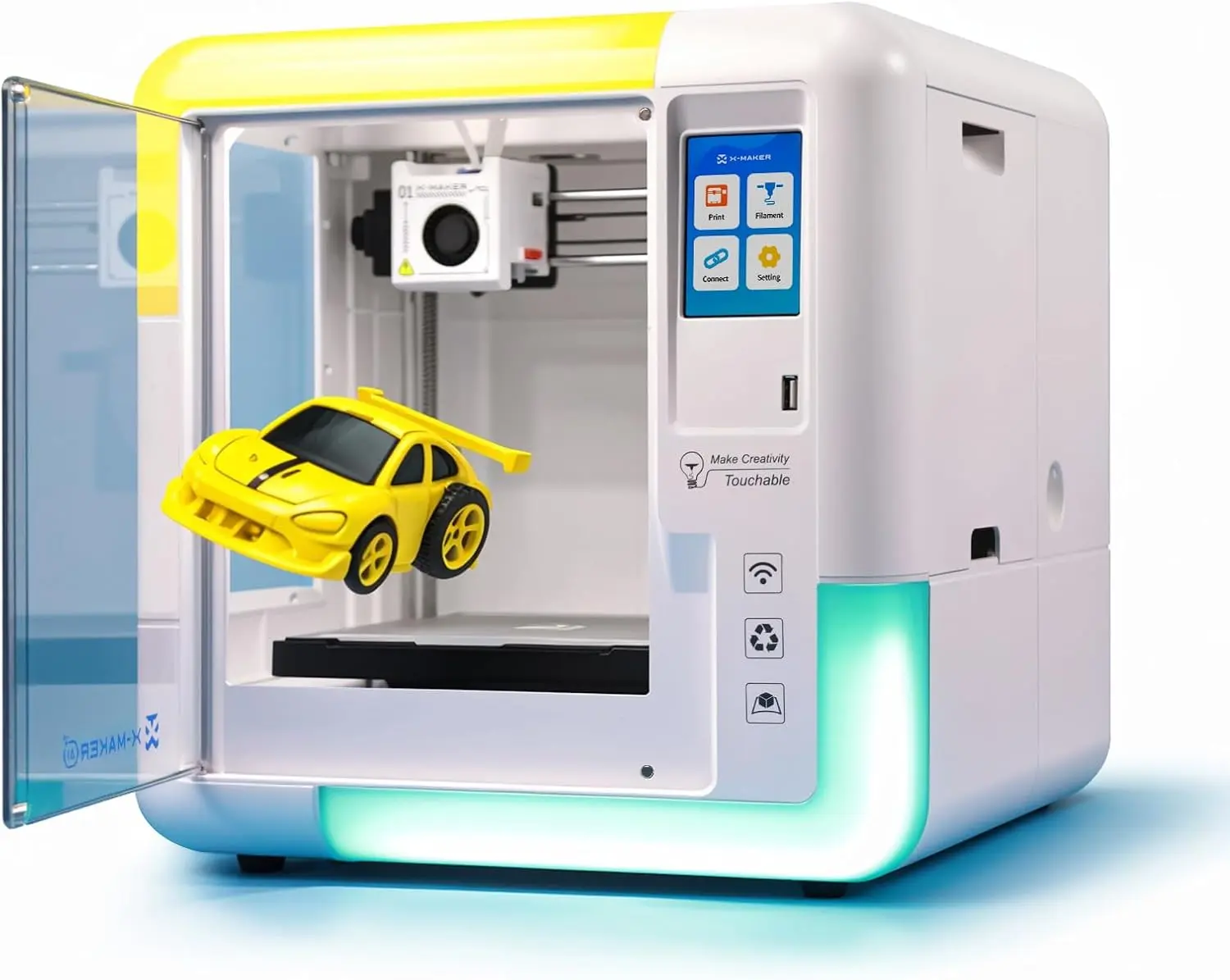 AOSEED 3D Printer for Kids & Beginners, AI-Powered Fully Assembled 3D Printer with Up to 400mm/s Speed, Auto Leveling, 15 Mini Apps, Includes 4 PLA Filaments for Home and School Use, X-Maker AI+