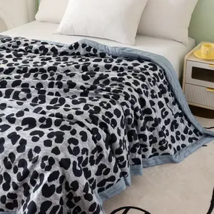 Leopard Print Washable Cotton Breathable Summer Quilt, Precise Stitching Craftsmanship, No Shrinkage, Suitable for Single and Double Beds