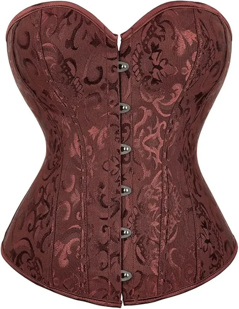 Women's  Brocade Floral Overbust Corset Plus Size Bustier Top for Renaissance Halloween Cosplay Gothic Party