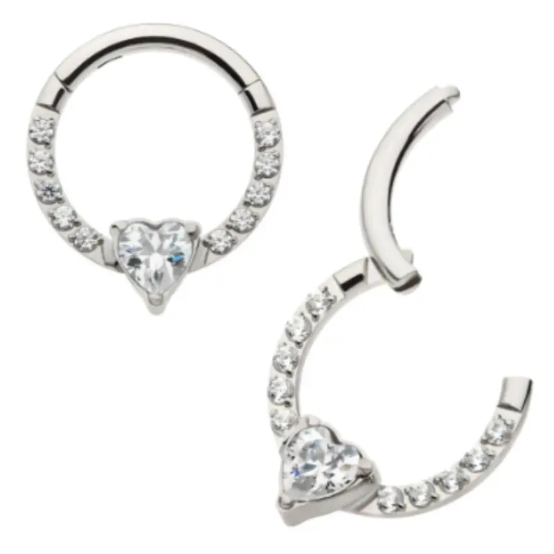 Invictus Clear Round CZ Center 16G Titanium Hinged Hoop