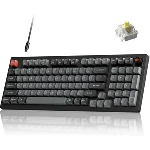 V5 8K 96% Wired Mechanical Keyboard, 8000 Hz Polling Rate Hot-Swappable QMK Programmable Keyboard with Numpad & Knob, RGB Backlit,  for  Windows Linux-Tactile Banana