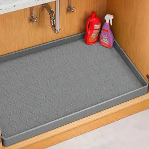 Pawtners Silicone Under Sink Mat (2-Pack, 34"x22") - Under Sink Protector, Waterproof, Easy-to-Clean Splash Guard for Kitchen/Bathroom Cabinets, Spill-Resistant Shelf Liner Home Organizer Tray