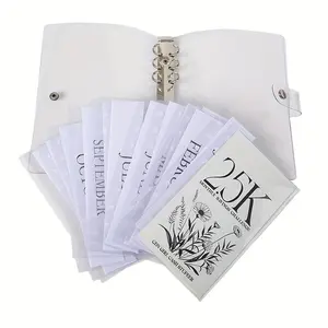 12-Month Cash Challenge Savings Notebook, $5k, $10k, $25k Goals, PVC Six-Hole Binder, Budget Planning Tool, Financial Goal Tracker