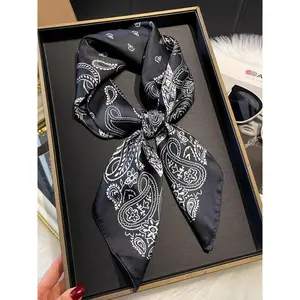 Women's Boho Style Random Paisley Print Bandana, Vintage Trendy Scarf, Boho Style Shawl, Fashionable Accessories for Women & Girls, Turban Hijab