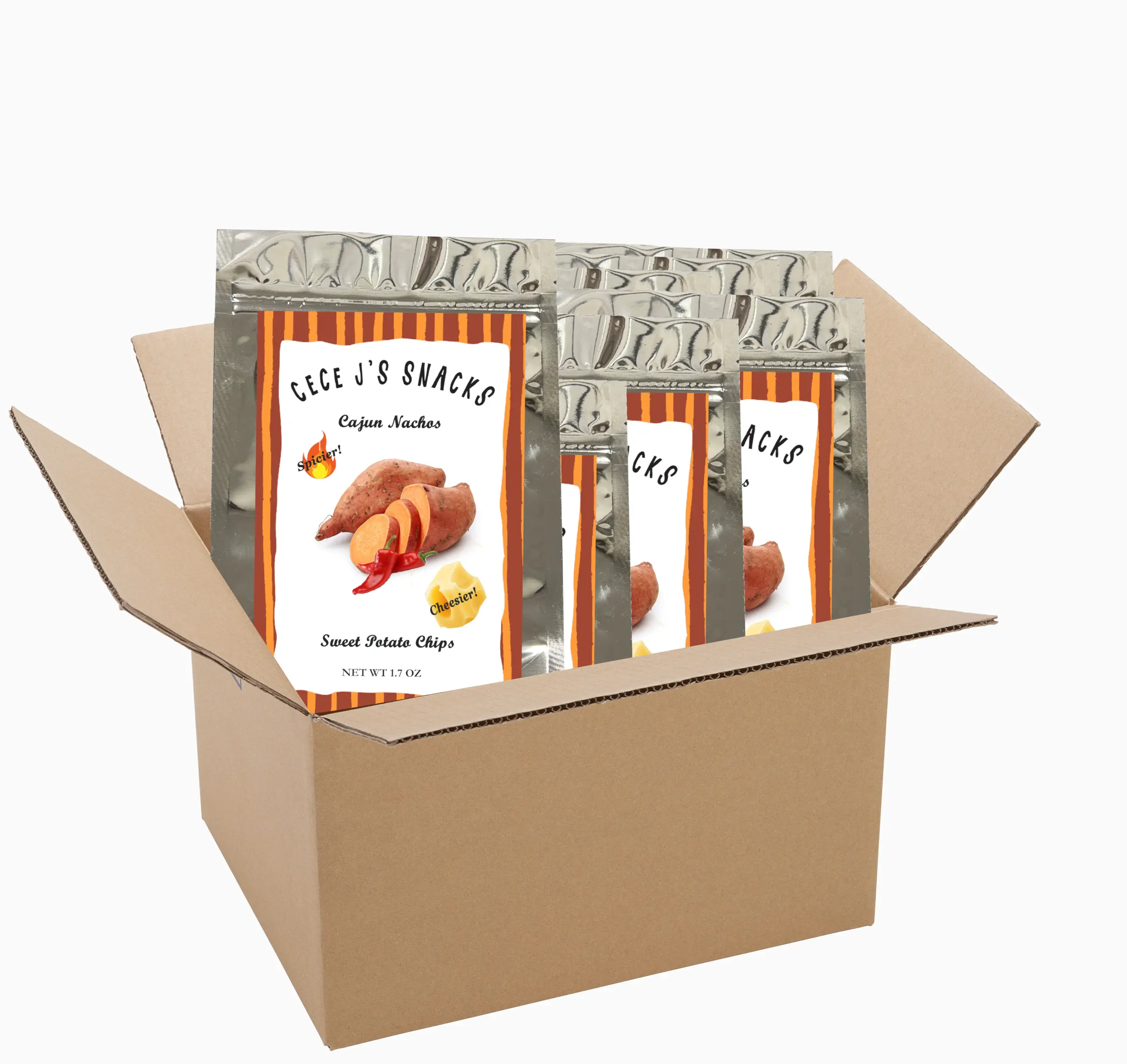 Cajun Nacho Sweet Potato Chips 12CT - Delicious Snack for Crunchy Texture