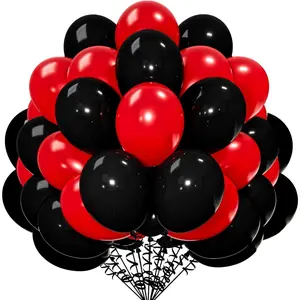 Red and Black Balloons 12 inch 100 Pack Red Black Latex Helium Balloons for Birthday Wedding Shower Party Decorations